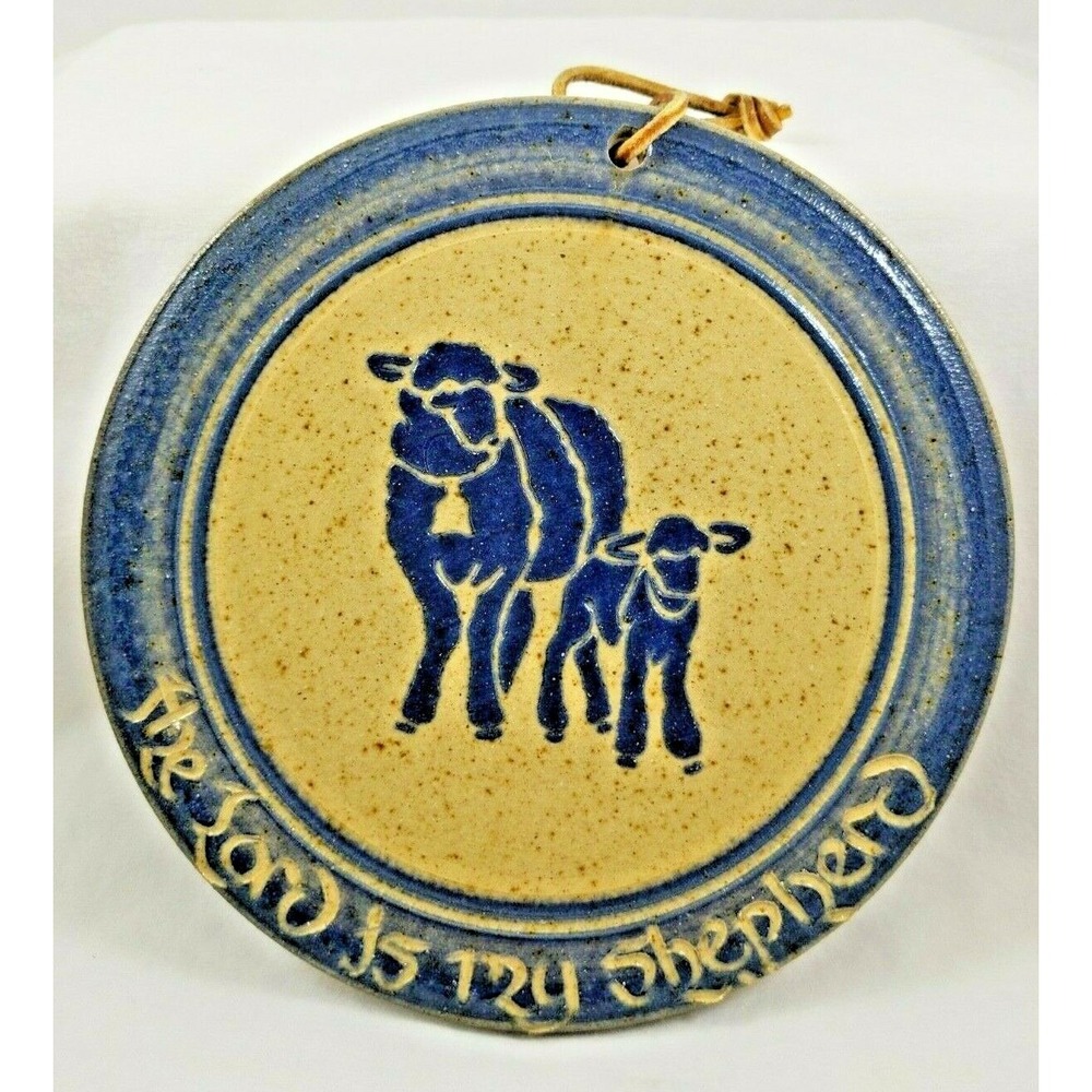 1991 The Potter's Mark The Lord is my‎ Shepherd Wall Plaque Blue Sheep